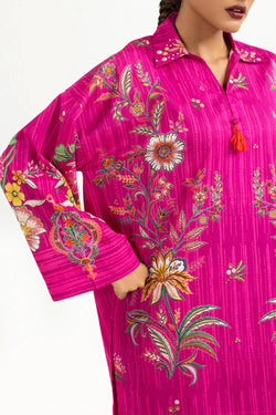 Pinkish | 3PC Printed Suit With Scarf