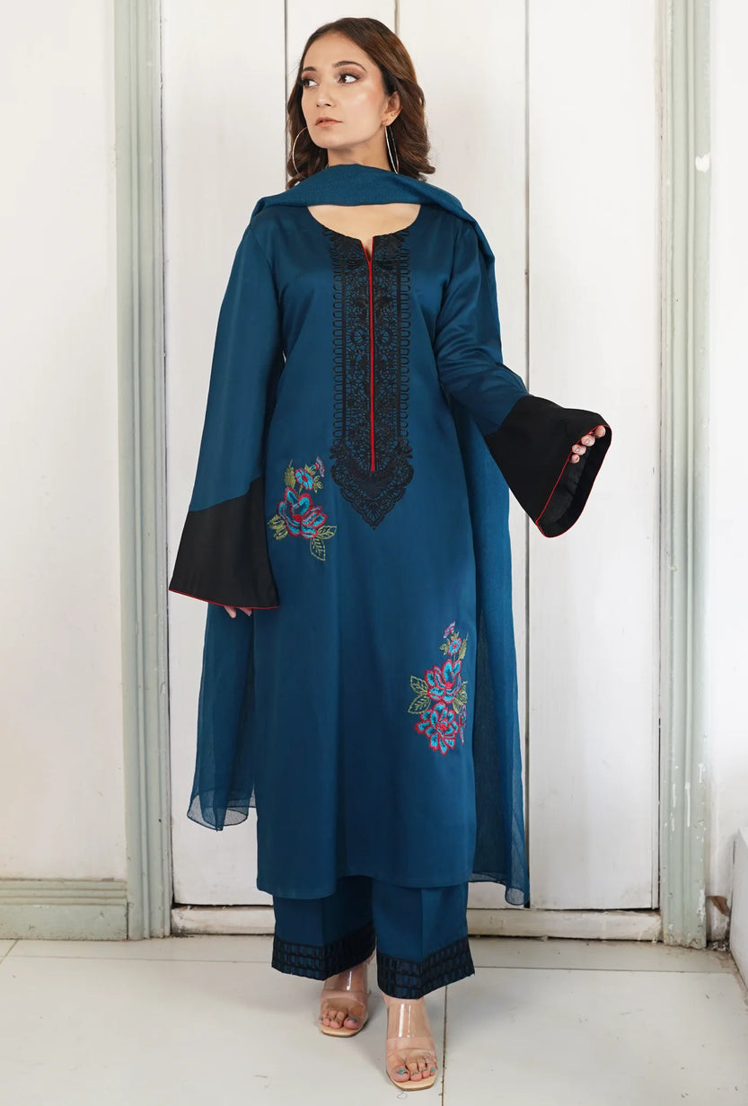 Shehr e Aftab - Embroidered Suit - 3PC