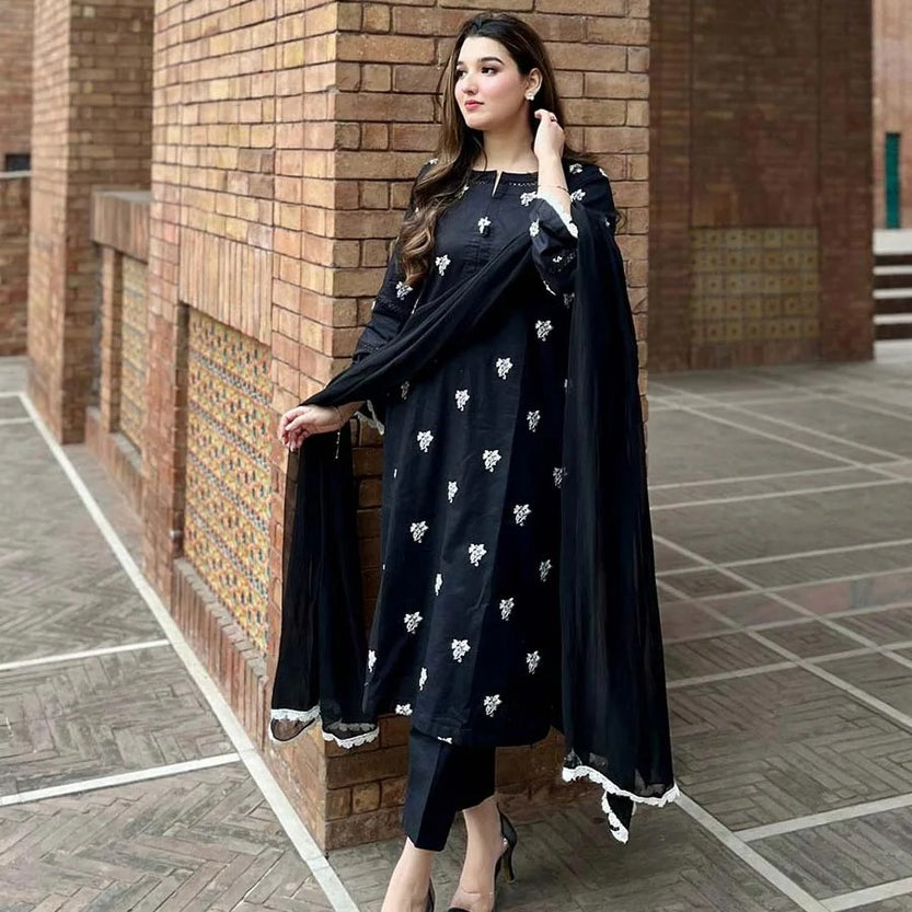 Black Anaya  – Embroidered (READY TO WEAR)