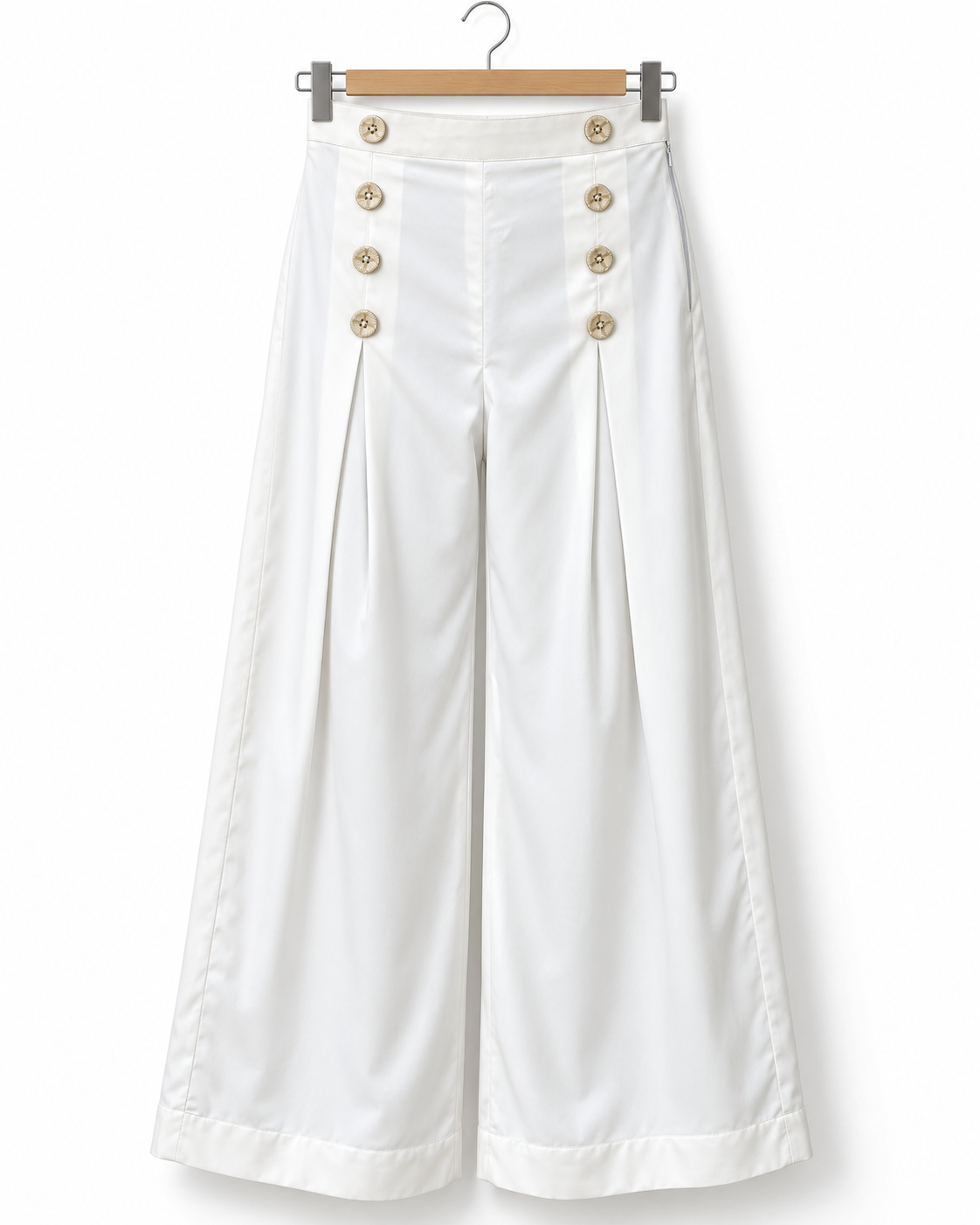 WHITE PLEATED TROUSER