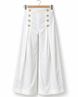 WHITE PLEATED TROUSER