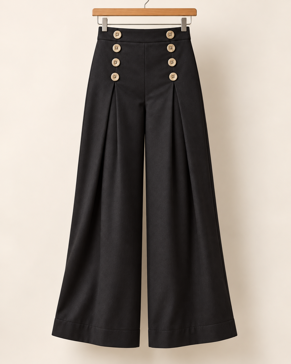 BLACK PLEATED TROUSER