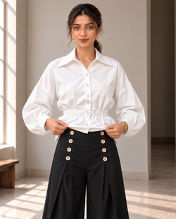 BLACK PLEATED TROUSER