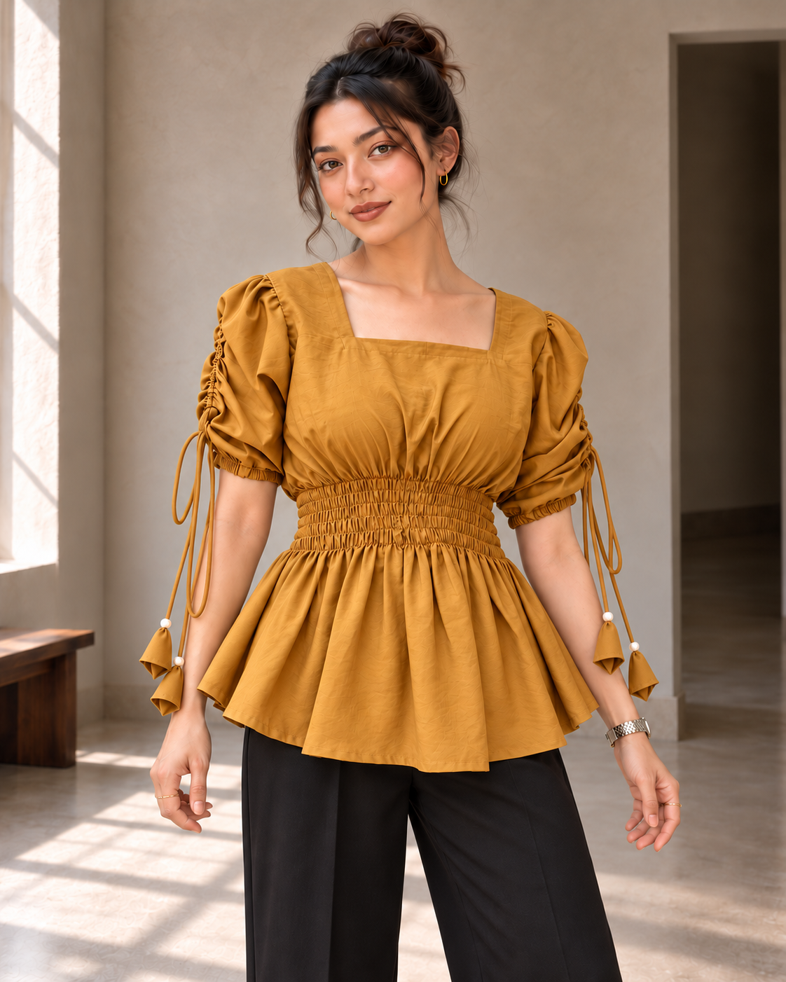 Musturd Ruffle Top